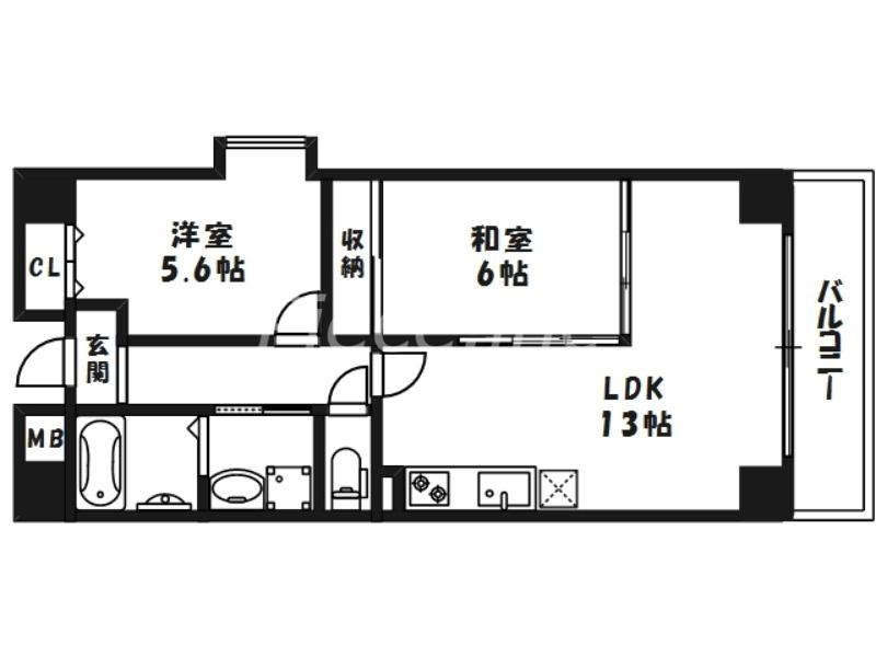 パルテール北(2LDK/2階)の間取り写真