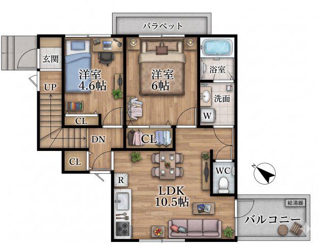NICO25ビル(2LDK/2階)の間取り写真