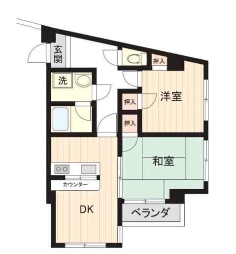 BRIGHT HILLS調布(2DK/3階)の間取り写真