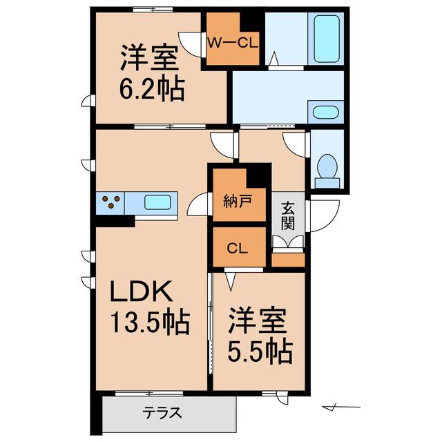 BEREO LE MER(2LDK/1階)の間取り写真