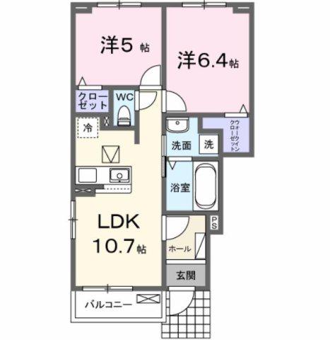 メゾン ド グレイスA(2LDK/1階)の間取り写真
