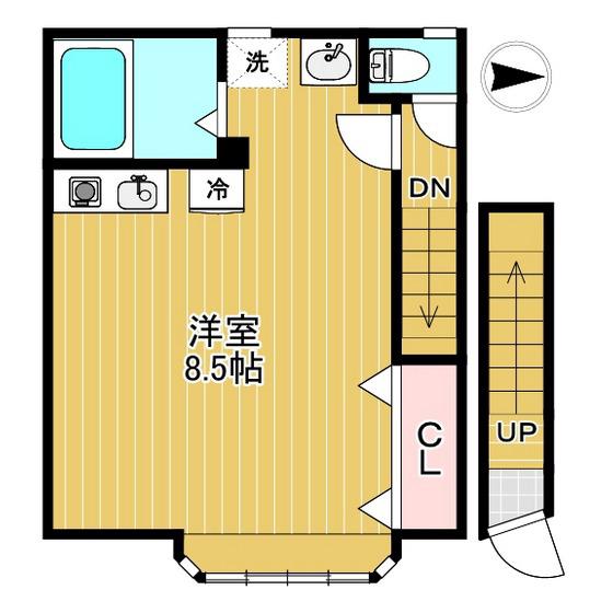ジュネスクリエイトL棟(ワンルーム/2階)の間取り写真
