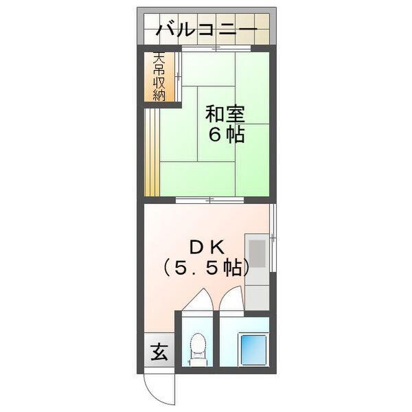 ヴィクトリアコート太子町I(1DK/2階)の間取り写真