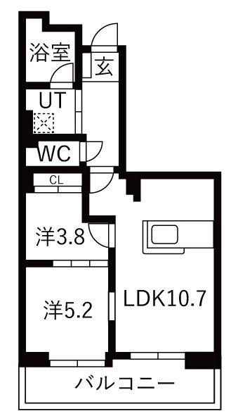 アクティ目黒駅前2棟(2LDK/2階)の間取り写真