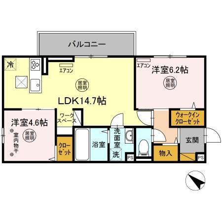 リゾナーレアクア(2LDK/1階)の間取り写真