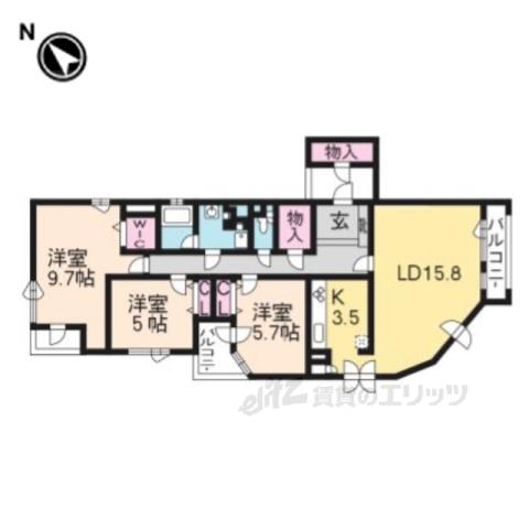 銀閣寺道パークマンション(3LDK/2階)の間取り写真