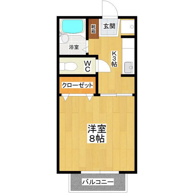 フローラルA(1K/2階)の間取り写真