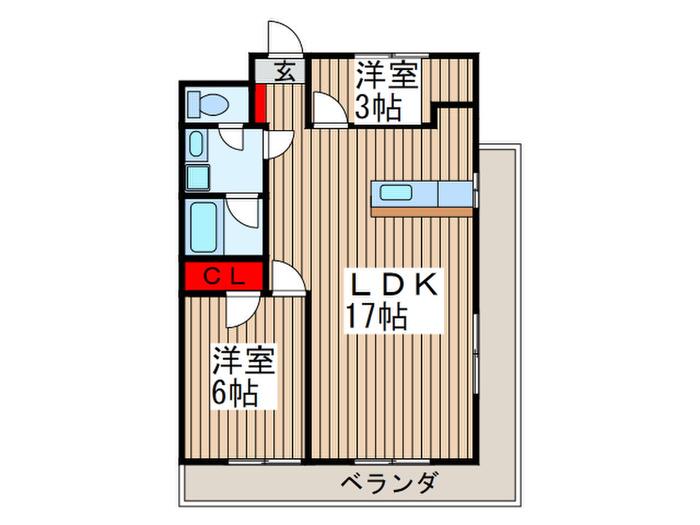 Sマンション領々家(2LDK/3階)の間取り写真