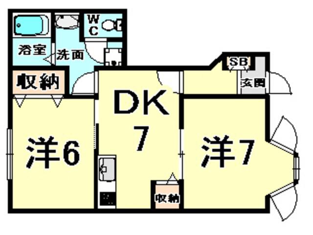 メゾンⅡ(2DK/1階)の間取り写真
