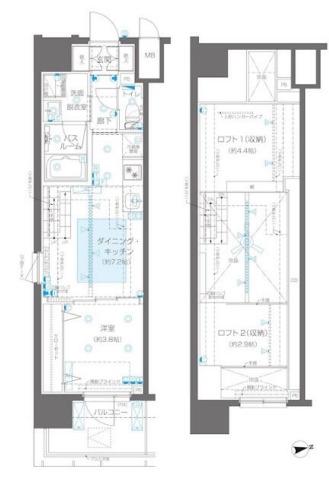 ZOOM新宿御苑前(1DK/13階)の間取り写真