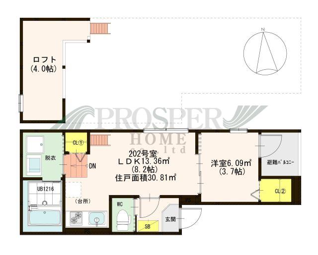 VIE NOUVELLE新今里(1LDK/2階)の間取り写真