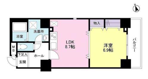 RAFFINE TERRACE(1LDK/9階)の間取り写真