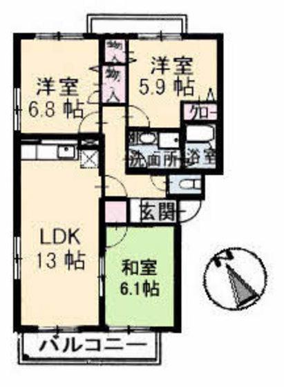 クレアシオン大町(3LDK/2階)の間取り写真