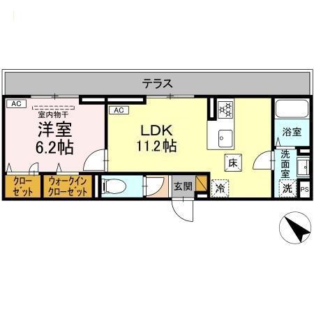 D-SOLACE新千葉3丁目(1LDK/1階)の間取り写真