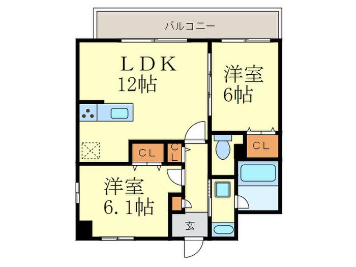 ベリエ茶五(2LDK/3階)の間取り写真