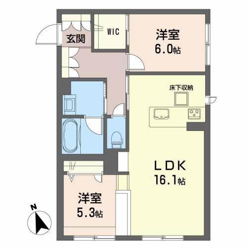 シャーメゾンステージ合川(2LDK/1階)の間取り写真