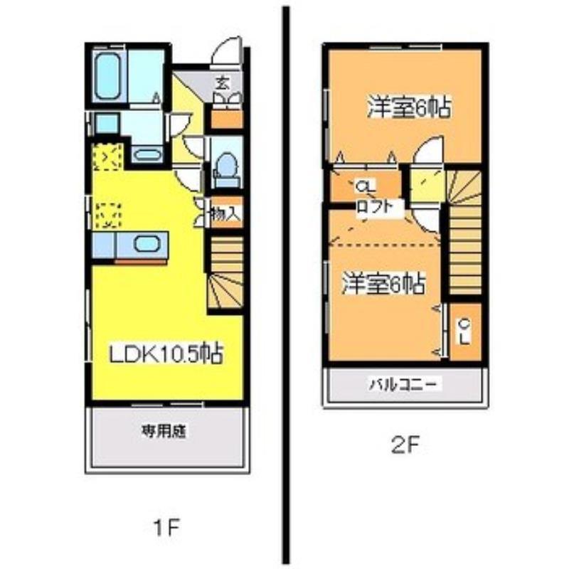 アーバンシャレー弐番館(2LDK/1階)の間取り写真