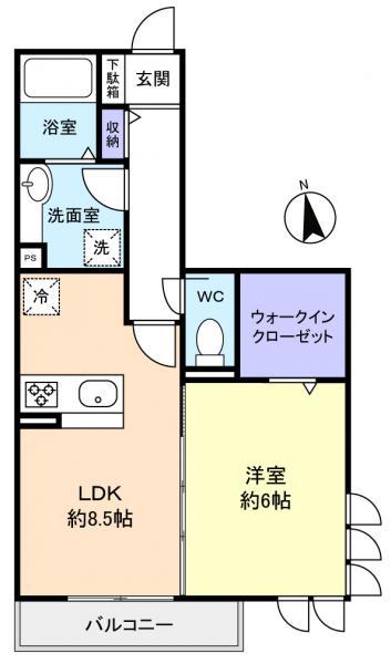 EVERGREEN(1LDK/1階)の間取り写真