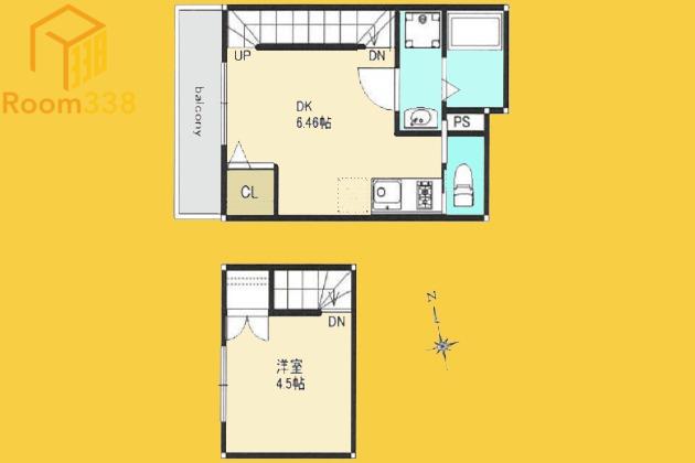 MEDIO上高田(1DK/2階)の間取り写真