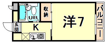パールハイツ有岡(1K/3階)の間取り写真