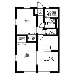 カルムドミールB(2LDK/1階)の間取り写真