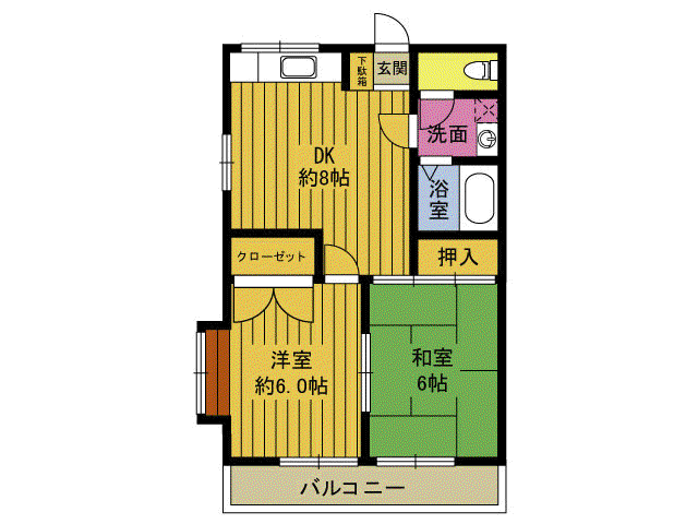 ラムールI(2DK/3階)の間取り写真