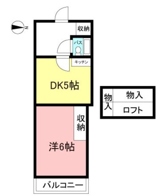 WAKABA(1DK/1階)の間取り写真