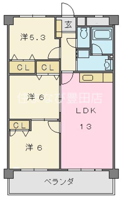 バードランド(3LDK/4階)の間取り写真