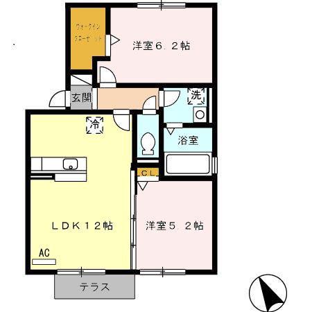 エスポアール・タカムラII(2LDK/1階)の間取り写真