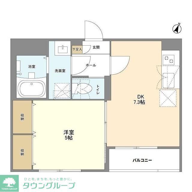 ウェルスクエア幡ヶ谷(1DK/3階)の間取り写真
