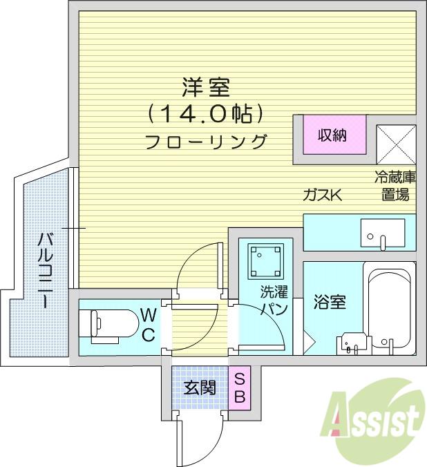 ロイヤルヒルズ上杉(ワンルーム/8階)の間取り写真