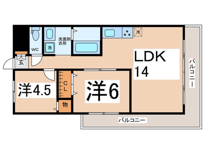 ASAHI PLAZA YUHIGAOKA-III(2LDK/11階)の間取り写真