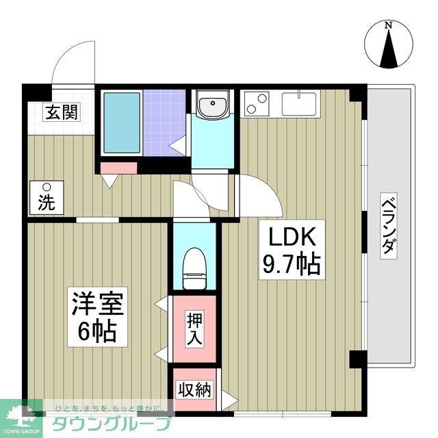 フラッツ奥沢(1K/2階)の間取り写真