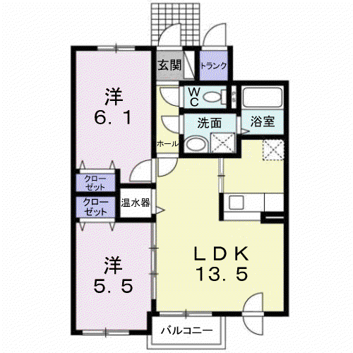 AMYII(2LDK/3階)の間取り写真