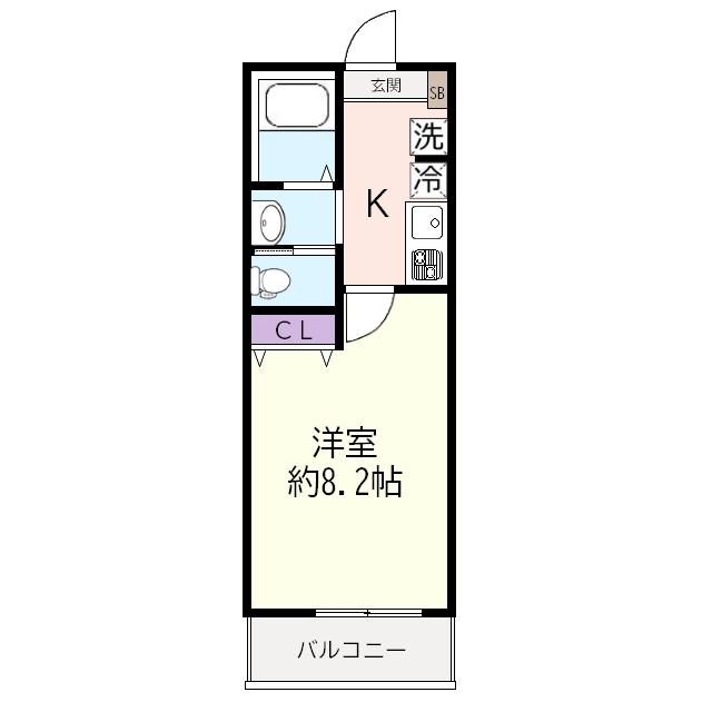 サクラテラス富士見(1K/2階)の間取り写真