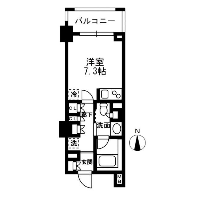 レジディア中落合B 敷礼無 ネット即使用 常時ゴミ出可 駐輪有(ワンルーム/3階)の間取り写真