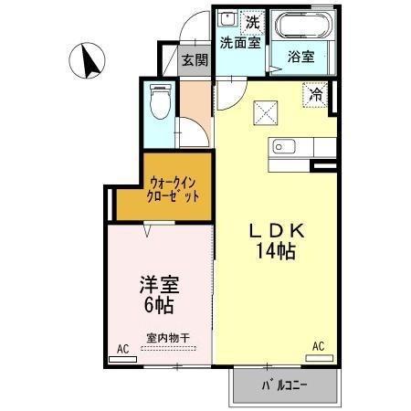 プランドールC(1LDK/1階)の間取り写真