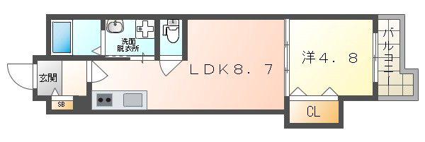 エンジェルズコートK.本町(1LDK/1階)の間取り写真