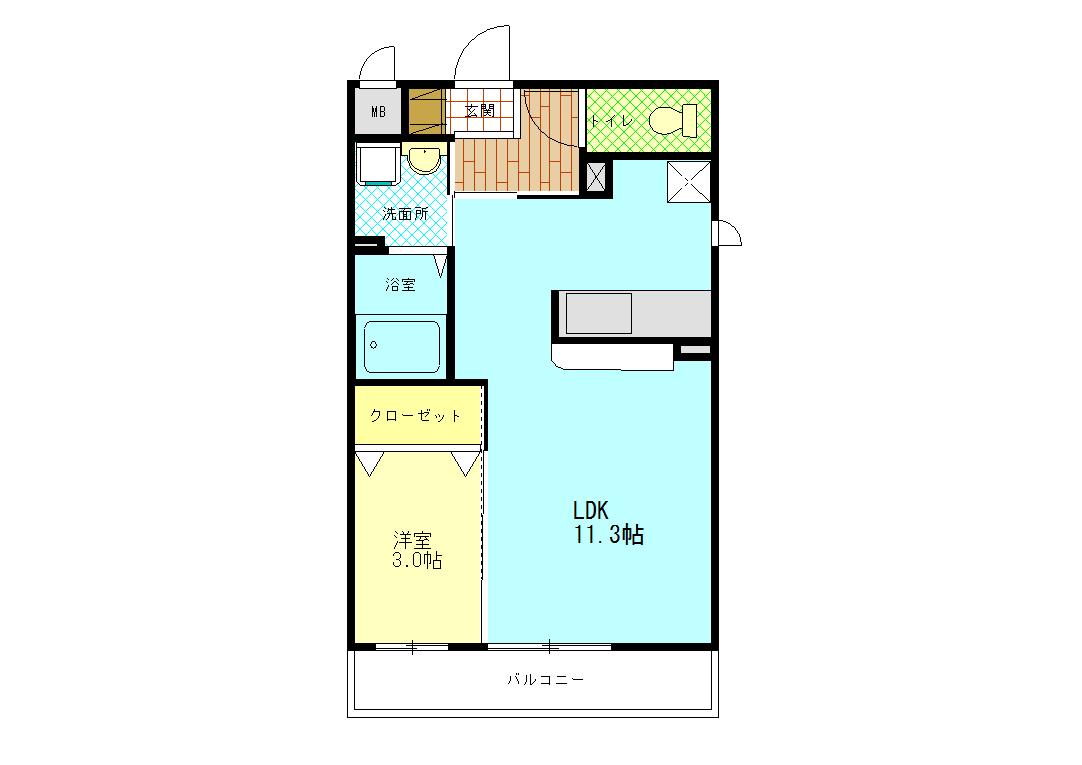 リンクフナエ(1LDK/1階)の間取り写真