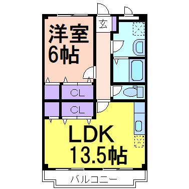 ロイヤルハイツ(1LDK/3階)の間取り写真