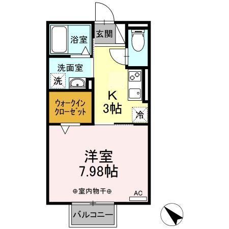 アズール(1K/1階)の間取り写真