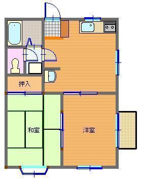 メゾングレースB棟(2DK/1階)の間取り写真