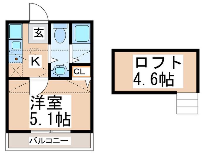 アルティス中山(1K/2階)の間取り写真