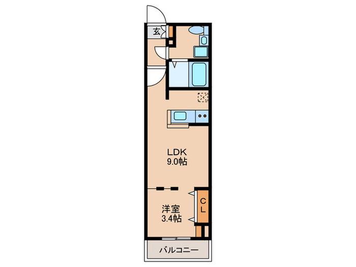 QUADOR藤崎(1LDK/1階)の間取り写真