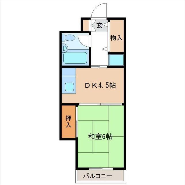 三浦ハイツ(1DK/3階)の間取り写真