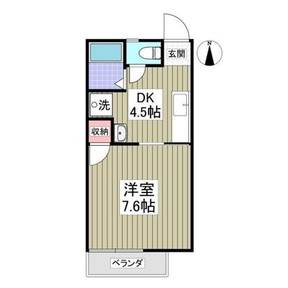 グリーンハイツホリ 206(1DK/2階)の間取り写真