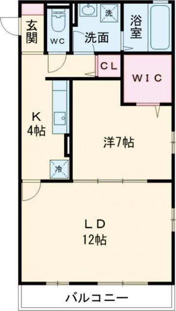 ロイヤルタウン早岐A棟(1LDK/2階)の間取り写真