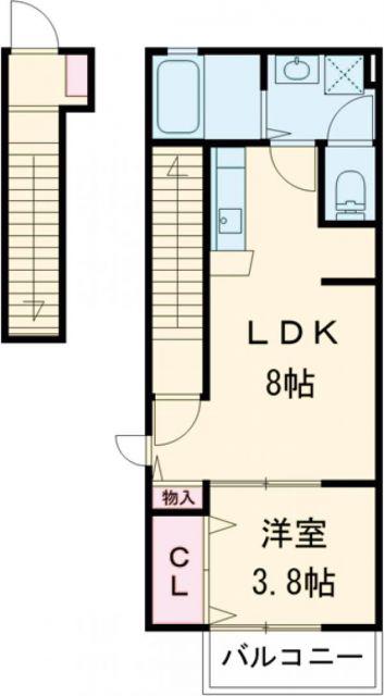 LIVELY K(1LDK/2階)の間取り写真