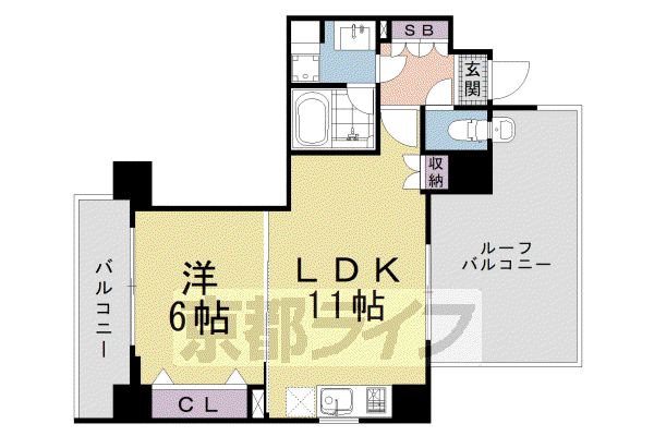 ベラジオ京都洛南II(1LDK/6階)の間取り写真