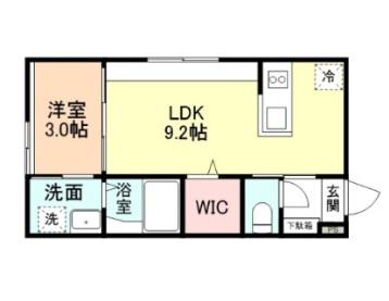 富山市向新庄町4丁目アパートA棟(1LDK/2階)の間取り写真